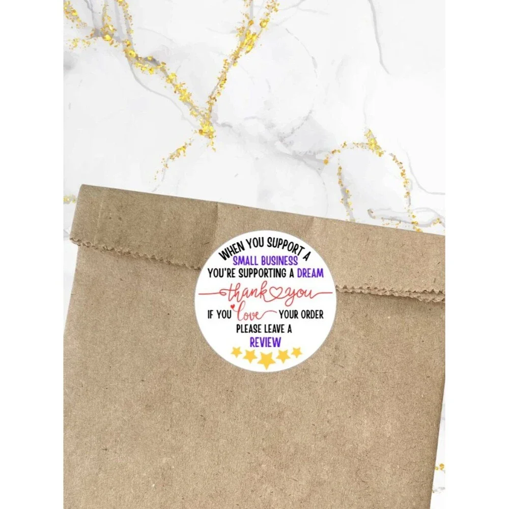 60 Personalized Review Thank You Stickers 2 inch Glossy
